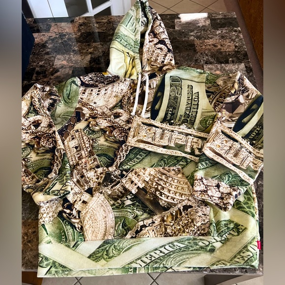 SUPREME DOLLAR BILLS RARE HOODIE SIZE MEDIUM EUC - Picture 12 of 12